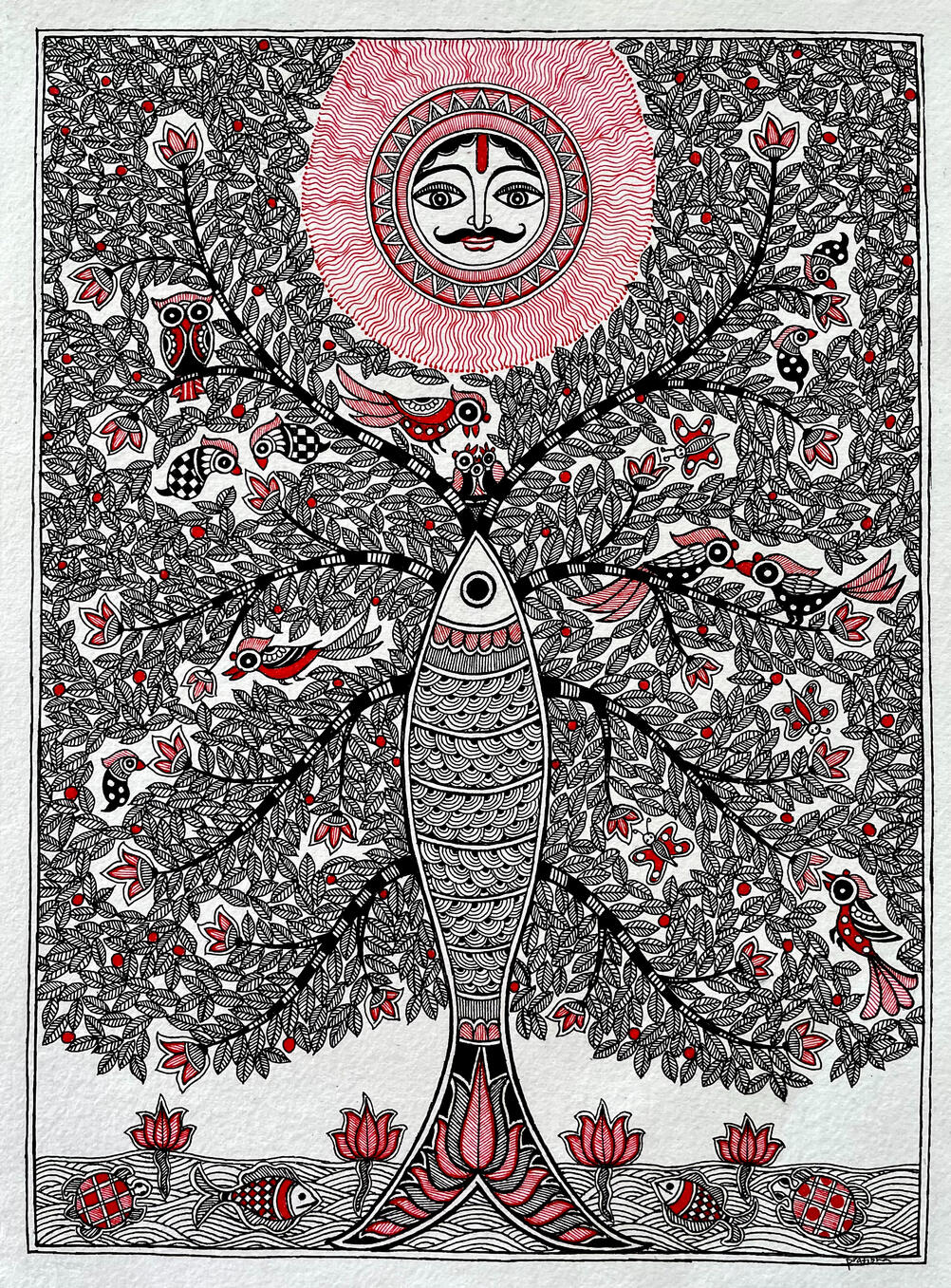 From the series Kalpvriksha — The Tree of Life, inspired by Mithila art